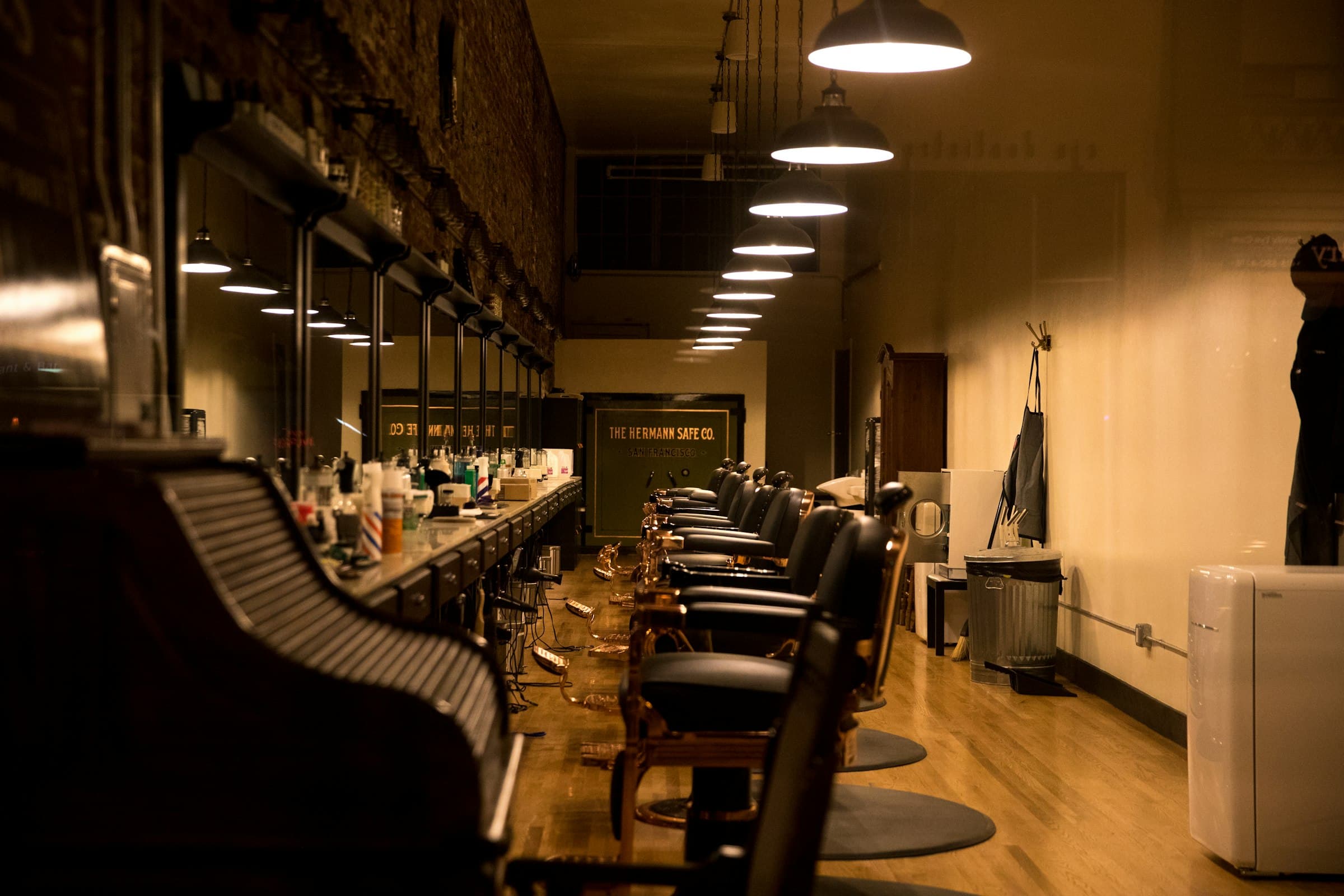 The salon floor in warm evening light